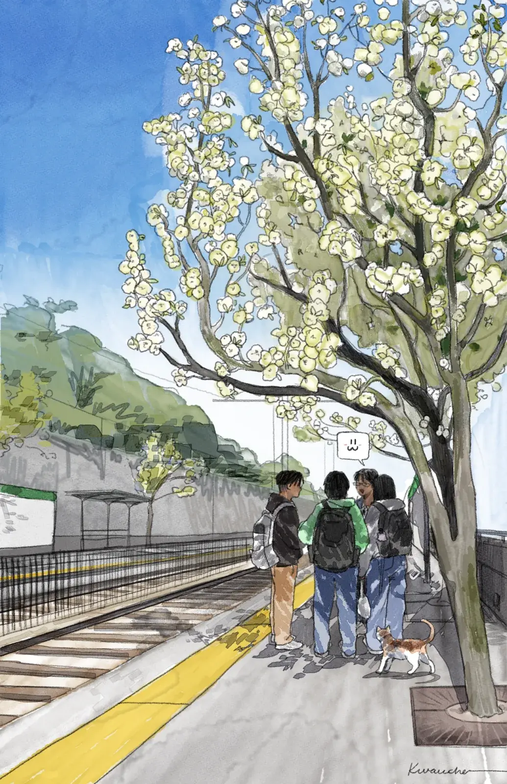 waiting for the train